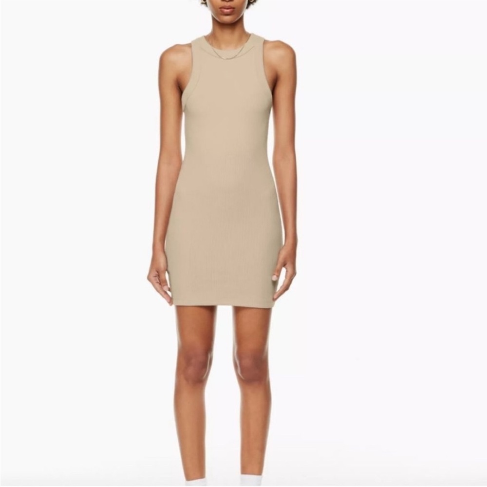 Aritzia Beige Sleeveless Mini Dress